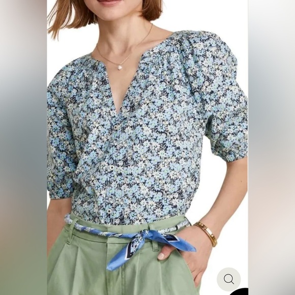 Vineyard Vines Floral Puff sleeve top women’s small - Picture 1 of 8